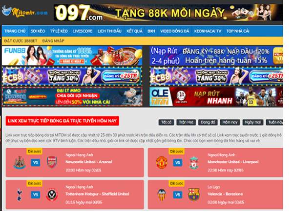 Cách xem trực tiếp bóng đá trên Mitomtv.com